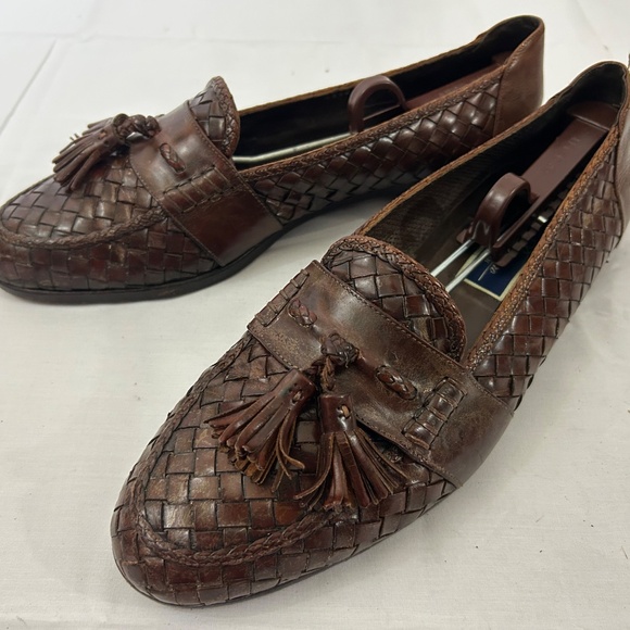 Bragano Cole Haan Men's Made in Italy Tassel Loafers Woven Leather Slip on Shoes - Picture 8 of 11